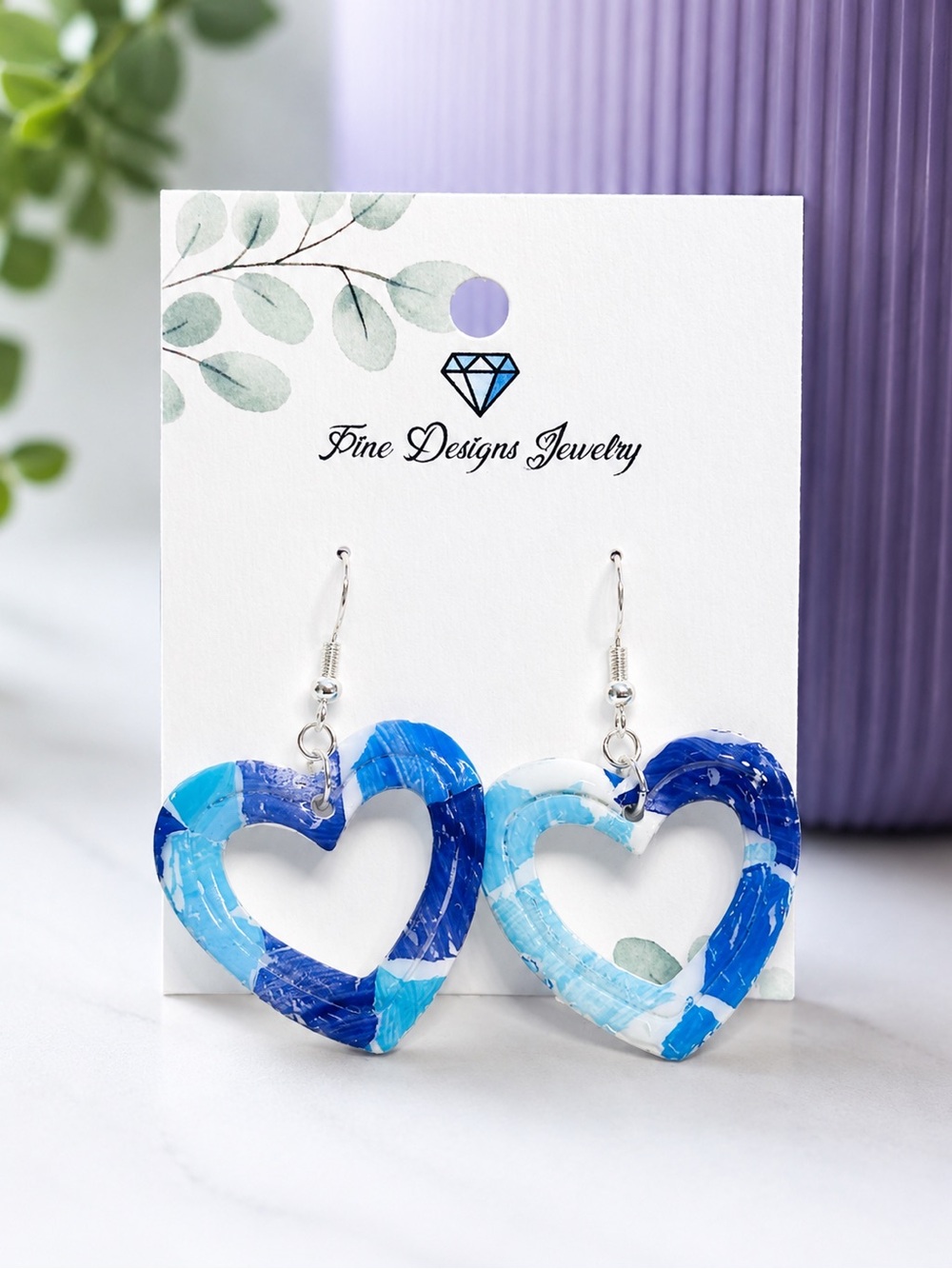 Deep Blue Heart Earrings